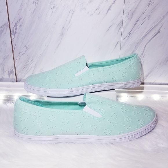 mint green loafers